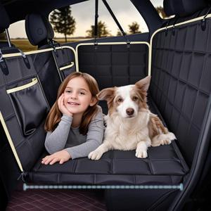Lassie Back Seat Extender for Dogs, Waterproof Hard Bottom Dog Hammock for Car, Heavy Duty and Antislip Dog Car Seat Cover for Back Seat, Universal Size Car Travel Bed Mattress for Kids and Dogs