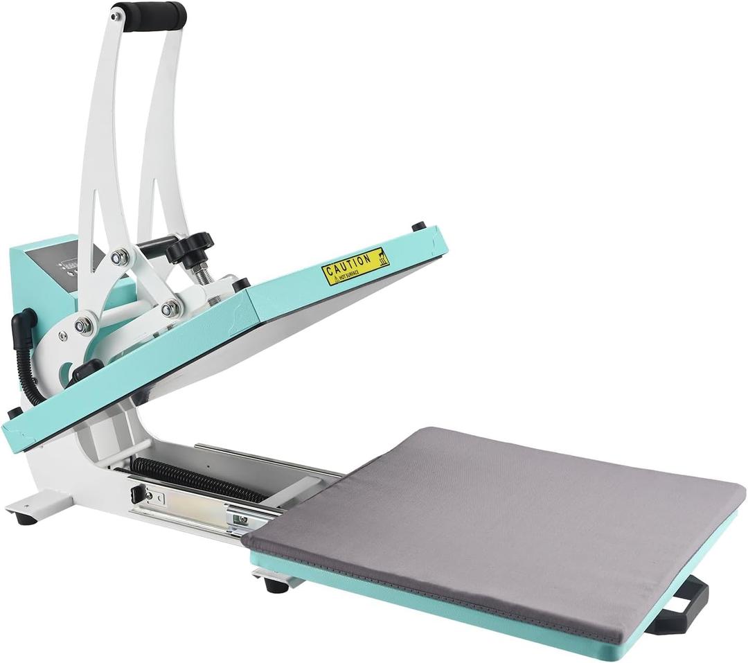 ColorSub 15x15 Heat Press for T-Shirt with Slide Out Drawer, Sublimation Heat Press Machine, Teal