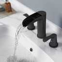SINGSUO Bathroom Faucets for Sink 3 Hole, 8 Inch Waterfall Bathroom Faucet with 360 Degree Swivel Spout, 2 Handle Widespread Faucet with Pop Up Drain, 3 Piece Matte Black Tap