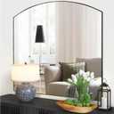 Matte Black Arched Window Mirror, 36" Metal Frame Decorative Wall Mirror, Windowpine Mirrors for Living Room, Bedroom, Entryway