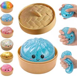 Glitter Dumpling Squishy,Dumpling Squishies,Glitter Dumplings Mystery Box,Colorful Dumplings Stress Balls Fidget,Jumbo Squishy Toy,Suitable for Adult use in Offices and Homes (Sparkling Sky Blue)