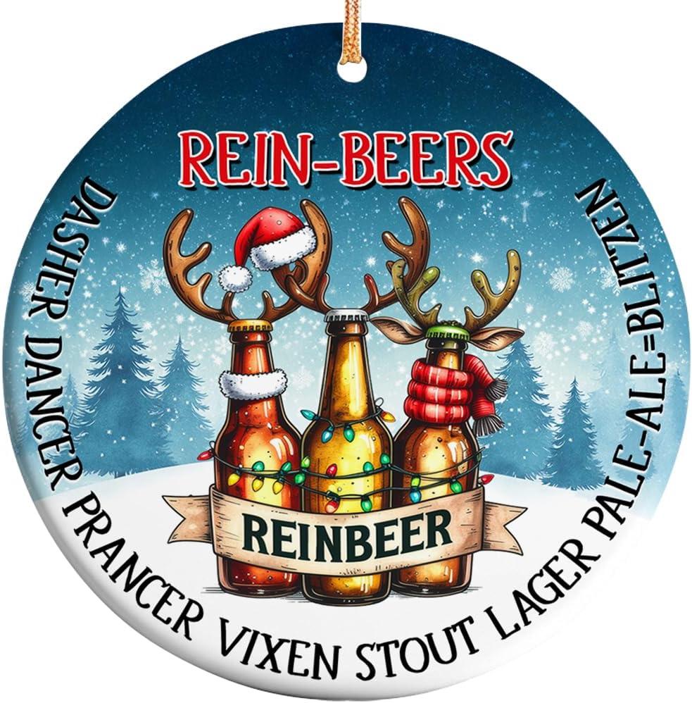 2025 Christmas Ornament  Rein-Beers Funny Ornament, Beer Lover Holiday Decoration, Gag Xmas Tree Gift