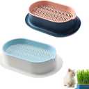 2Pcs Cat Grass Planter, Plastic Wheatgrass Planting Trays Hydroponic Cat Grass Growing Kits for Indoor Cats Soilless Nursery Box Pet Grass Pot (2 Color)