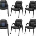 OLIXIS Waiting Room Chairs Set of 6, Leather Office Desk Reception Guest Stationary Side Chair with Padded Arms for Home Conference Lobby Area Meeting Church Medical Clinic Elderly Student