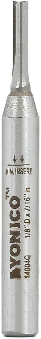 YONICO Router Bits Straight Bit Solid Carbide Insert 1/8-Inch Diameter 1/4-Inch Shank 14004q