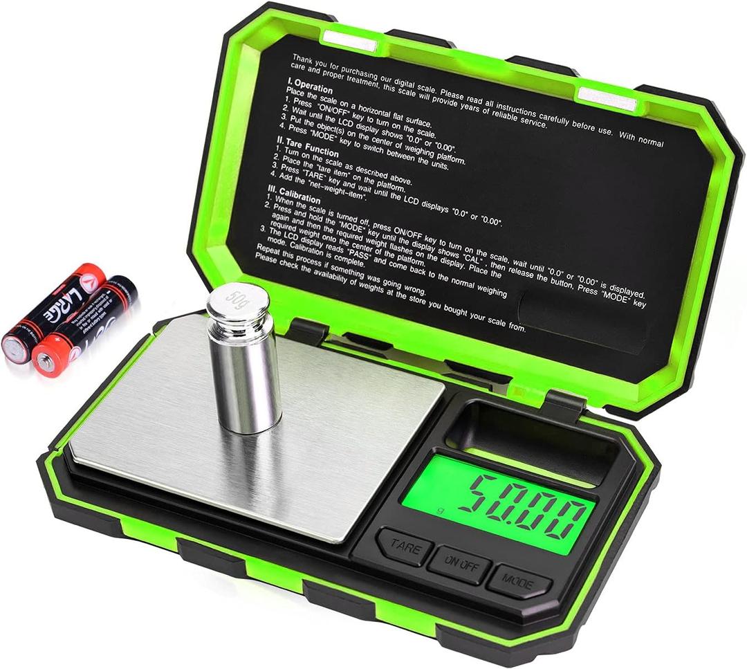 Fuzion Pocket Gram Scale, 500g x 0.01g Digital Jewelry Scale, 6 Modes Conversion Mini Scale with LCD Display, Tare for Herb, Food, Jewelry, Medicine (Green)