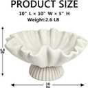 Decorative Fruit Bowl for Home Decor - Large Handicraft Wavy Centerpiece Bowl - 10" Key and Purse Shell Bowls - Scalloped Ruffle Coastal Pedestal Coffee Table Bowls