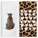 TNUW Trendy Preppy Leopard Hand Towels 16x24 Inch Set of 2, Preppy Cheetah Print Kitchen Towels, Funky Preppy Girly Dish Tea Towels for Kitchen, Leopard Cheetah Bathroom Decor