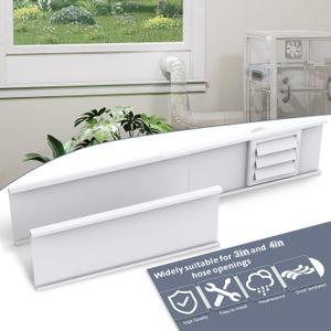Flamorrow Window Vent Kit with Outdoor Vent Cover Fit for 3" and 4" HoseAdjustable Window Vent Seal Panels for Exhaust Ventilation Duct of Laser Engraver/3D Printer Enclosure, Dryer, Grow Tent