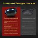 14 Inch Hand Hammered Carbon Steel Wok, Round Bottom Traditional Chinese Wok with Rubber Handle & Lid, Uncoated Non-Stick Wok for Home Cooking, Camping & Gift