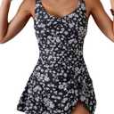 Aidonger One Piece Swim Dress Swimsuits for Women Tummy Control Swimdress Skirt Bathing Suit (Black, S)