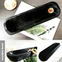 Wooden Dough Bowls Decorative，Rustic Bread Long Bowls Decor Wood Tray, Hand Carved For Table Centerpiece Decor, Home Decor (20 * 6 * 2 inch Black), LARGE