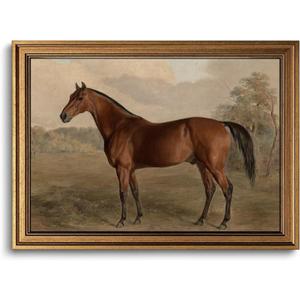 Gold Framed Wall Art Vintage Horse Canvas Art Farmhouse Animals Picture Wall Decor Antique Prints Rustic Paintings Country Artwork for Bedroom Bathroom Living Room 8x10 Inch