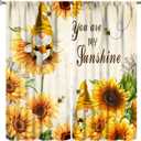 Sunflower Kitchen Curtains Farmhouse Flower Rustic Flower Bee Gnomes 2 Panels Window Treatment Set for Living Room Decor 42Wx45H Inch Decor