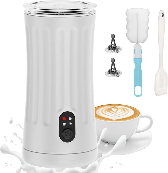 CookSwift Milk Frother, 4in1 Milk Steamer and Frother, 8.1oz/240ml Automatic Warm and Cold Foam Maker, Auto ShutOff Frother for Coffee, Latte, Cappuccino, Macchiato(Black)