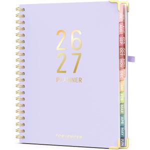 Jul 2026 - Dec 2027 Planner, Forvencer 18 Month Academic Planner 2026-2027, 8.5" x 11", Calendar Planner Weekly and Monthly, Daily Agenda Book, College School Supplies for Student Teacher, A4, Purple