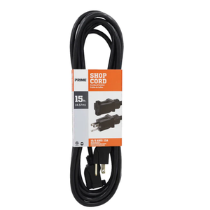 Prime Wire & Cable EC670615 15-Foot 16/2 SPT-2 3-Outlet Indoor Cord, Black