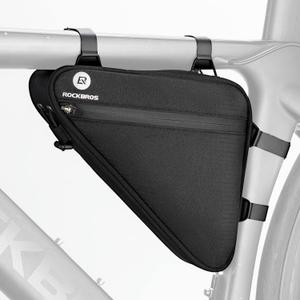ROCKBROS Bike Frame Bag, Reflective Bicycle Storage Triangle Bag with Mesh Side Pockets, Cycling Pouch for Road Mountain MTB Gravel(1.5L)