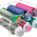 mDesign Stackable Plastic 3 Bottle Refrigerator Wine Rack - Kitchen Storage Organizer for Champagne, Wine or Water Bottles - Stacking Wine Organizer for Fridge - Ligne Collection - 2 Pack - Clear