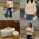 ZESICA Women's 2026 Fall Babydoll Peplum Tops V Neck Puff 3/4 Length Sleeve Shirts Dressy Casual Blouses (S)