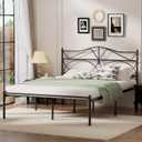 VECELO Full Size Bed Frame, Metal Bed Platform with Headboard, Sturdy Steel Slats Support, No Box Spring Needed/Noise-Free,Easy Assembly, Black