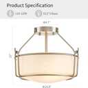 WUZUPS Chandelier 3-Light Semi-Flush Mount Ceiling Light Frosted White Glass Shade Modern Lighting Fixture for Diningroom Hallway Kitchen Bathroom, H 10" x W 14.8", E12 Base, Brushed Nickel