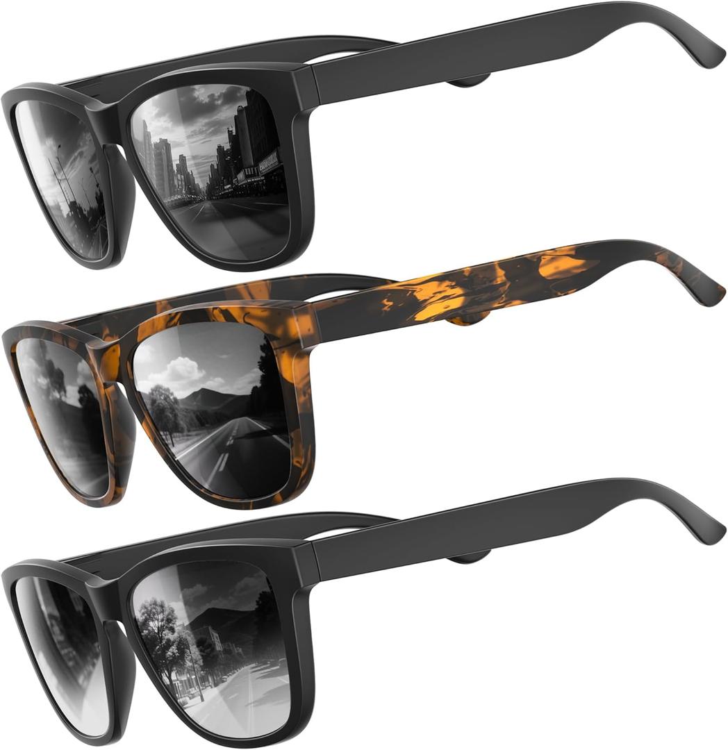 Polarized Sunglasses for Mens Womens - Fashion Men Sun Glasses Shades for Driving Fishing Lightweight UV Protection (Black/Black/Gradient Black)