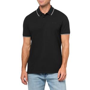 Calvin Klein Men's Stretch Pique Solid Tipped Polo (X-Large, Black Beauty)