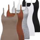 BQTQ 5 Pcs V Neck Camisole Tops for Women Spaghetti Strap Tank Top Womens Camisole Undershirt Slim Fitted Camisoles (XL)