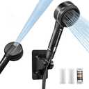 CHOUPIJIANG Filtered Shower Head, 4 Spray Modes ShowerHead with Handheld,High Pressure Filter Shower Head with Hose,3.5 inch Round Water Softener Filters Beads for Hard Water,Black