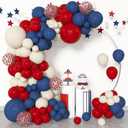 Amandir 153Pcs Red White Blue Balloon Arch Kit, Different Sizes 18 12 10 5 Inch Navy Blue Dark Ruby Red Memorial Day 4th of July Balloons Patriotic Graduation Independence Veterans Day Decorations