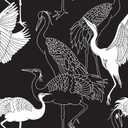 Modern Black and White Crane Bird Animal Peel and Stick Wallpaper Easy Peel Off Stick on Adhesive Waterproof Wall Paper for Renter