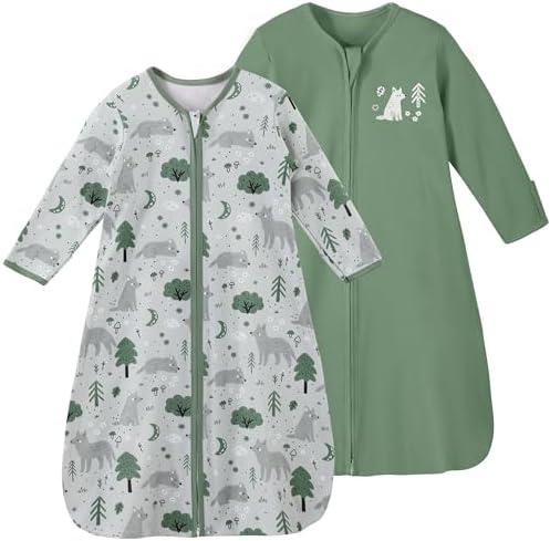 Yoofoss Baby Sleep Sack 0-6 Months Long Sleeve Wearable Blanket Baby 100% Organic Cotton 2-Way Zipper 0.5 Tog Newborn Sleeping Sack, Lightweight(Small)