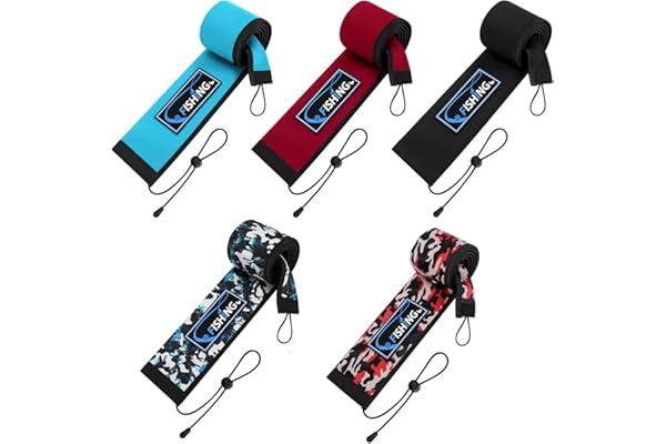 KPEPIX Lightproof Neoprene Fishing Rod Sleeve - Fishing Rod Cover for Storage & Transportation - Puncture Resistant Rod Sock for Casting, Trolling, Spinning Rods 5 PCS