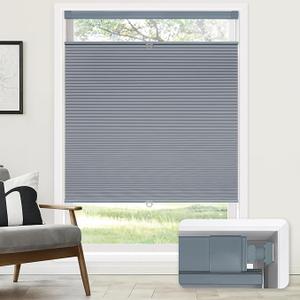 LazBlinds No Tools No Drill Cordless Cellular Shades, Top Down Bottom Up (TDBU) Honeycomb Shades for Home, Blackout Light Blocking Thermal Insulation Blinds for Windows, 38" W x 64" H, Dark Grey