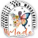 (3Pcs) Fearfully and Wonderfully Made Christian Sticker Inspirational Quotes Bible Verse Psalm 139:14 Jesus Vinyl Decals for Tumbler Kindles Laptop Water Bottles Books Phone - Size 3x2.8 Inch