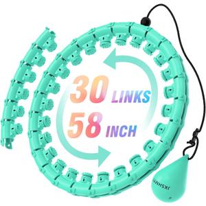JKSHMYT Weighted Hula Circle Hoops for Adults Weight Loss, Infinity Fit Hoop Plus Size, 30 Detachable Links, Exercise Hoop for Women and Beginners (cyan)