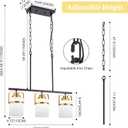 3 Light Kitchen Island Lighting, Black and Gold Dining Room Light Fixture with Milk Glass Shade, Adjustable Height Modern Chandelier Pendant Light for Dining Table Living Room