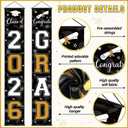 Graduation Party Decorations Class of 2026, Graduation Decorations with Congrats Grad Banner Fringe Foil Curtain Paper Flower Ball Balloon for High School College Graduation Party Supplies, Black Gold