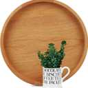 16 Inches Extra Large Round Teak Wood Ottoman Tray with Handles, Serve Tea, Coffee Classic Wooden Decorative Serving Tray