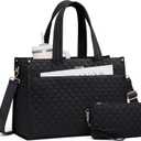 LOVEVOOK Laptop Tote Bag for Women,Canvas Work Tote Bag for Women with Clutch Purse,15.6 Inch Computer Briefcase Bag,Professional Teacher Business Office Bag,Lightweight Shoulder Travel