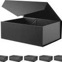 BLK&WH 6 Collapsible Groomsmen Boxes with Magnetic Lids, 10.5x7.7x3.8 Inches, Matte Black