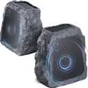 BlitzRock Outdoor Rock Speaker 80W Total Power, Solar-Powered Wireless, Auto-Pairing, Connects Up to 100+ Speakers, IPX7 Waterproof, 24H Playtime, Garden Patio Party Pool - 2 Pack