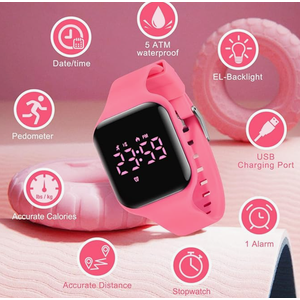 Kids Watches for Girls Boys Digital Sport Watch with Step Counter Pedometer Vibration Alarm Clock, No App Waterproof Fitness Tracker Kids Watch Boys Girls Teens Students Ages 5-16