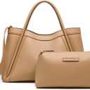 NEWBELLA Tote Bag for Women, Vegan Leather Crossbody Shoulder Bag, Top Handle Satchel Purse for Work, Travel, Daily Use (Apricot-1)