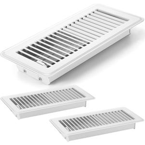 2 Pcs 4 x 10'' Floor Vent Covers Heavy Duty Floor Register Metal Heat Vent Covers with Rust Proof Finish for Home Floor Heater (White)