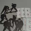 Beeveer 6 Pcs Hockey Party Table Decoration Wooden Sports Table Sign Glitter Ice Hockey Players Silhouette Centerpieces Ice Puck Tiered Tray Decor for Fans Club Sport Birthday Tailgate Party Supplies