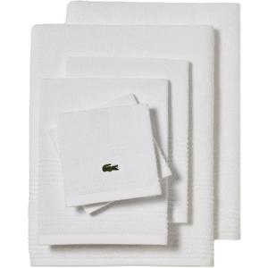 Lacoste Grand Slam 6-Piece Towel Set  Soft and Absorbent 100% Cotton Towels for Bathroom, Quick-Drying  Includes 2 Bath Towels, 2 Hand Towels, 2 Washcloths, White
