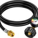 6FT Propane Hose Adapter 1lb to 20lb, Propane Tank Adapter Hose with Gauge, Propane Adapter 20lb to 1lb Converter, Fit for Weber Q Grill, Coleman Camp Stove, Blackstone Griddle, Buddy Heater