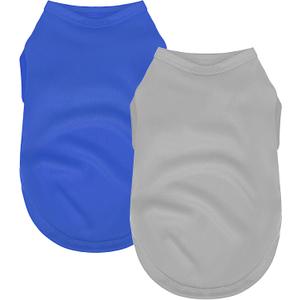 2 Pack Solid Color Dog Shirts - Lightweight, Quick Dry, Breathable Pet T-Shirts for Small to Large Dogs - Stretchy, Durable, Ideal for All Seasons and Holidays.Grey Blue,Size M